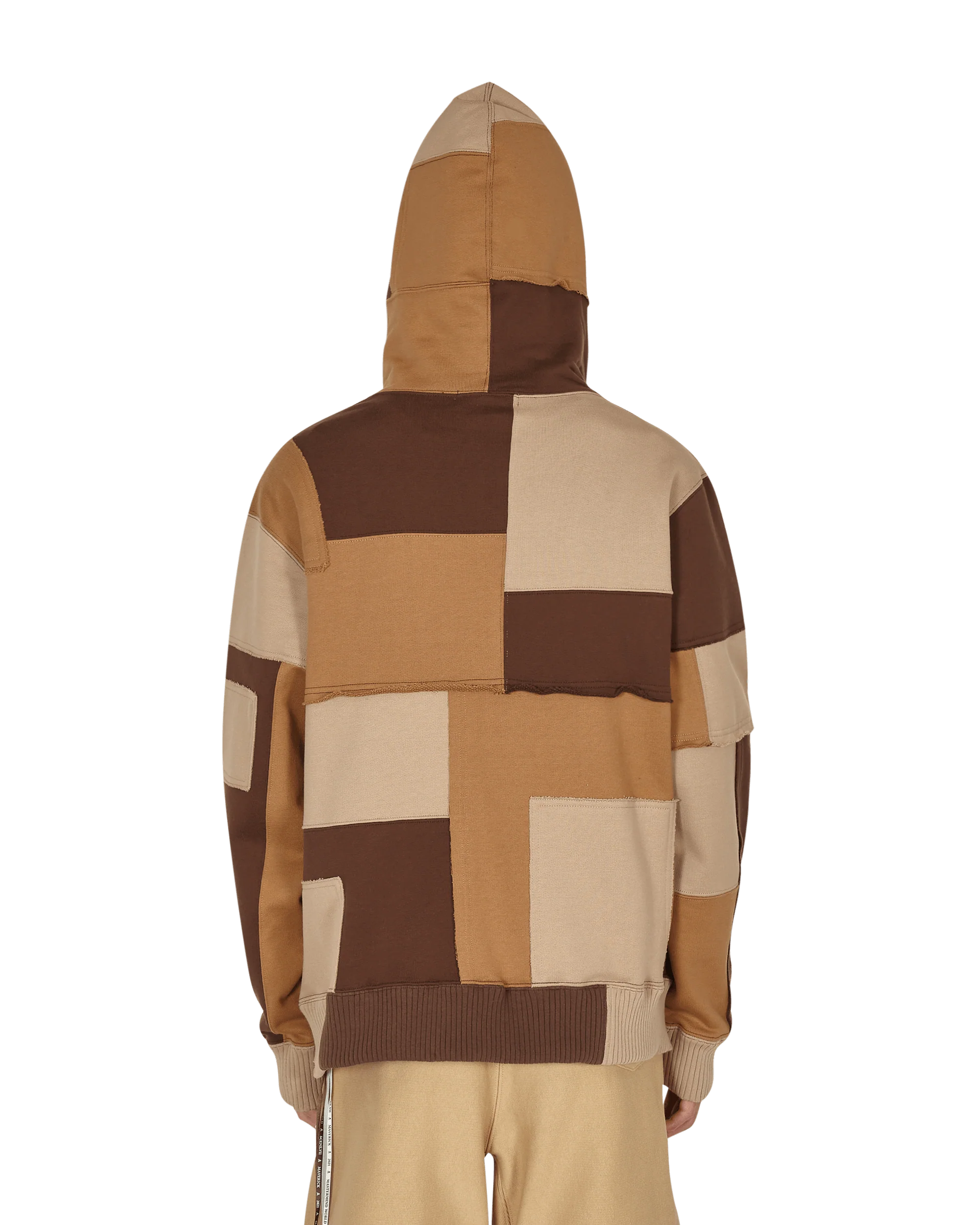 Patchwork Hooded Sweatshirt Brown - Image 4