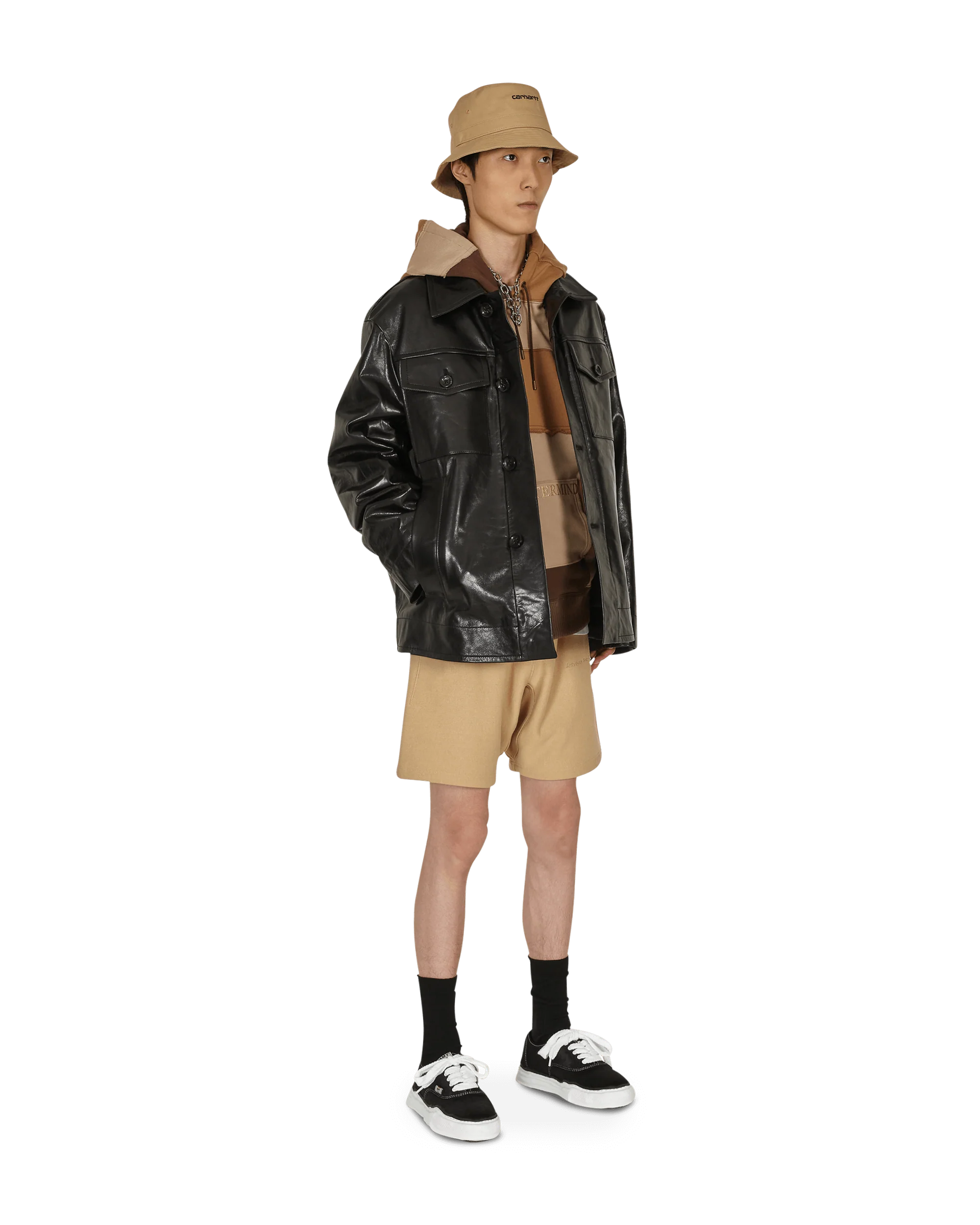 Patchwork Hooded Sweatshirt Brown - Image 5