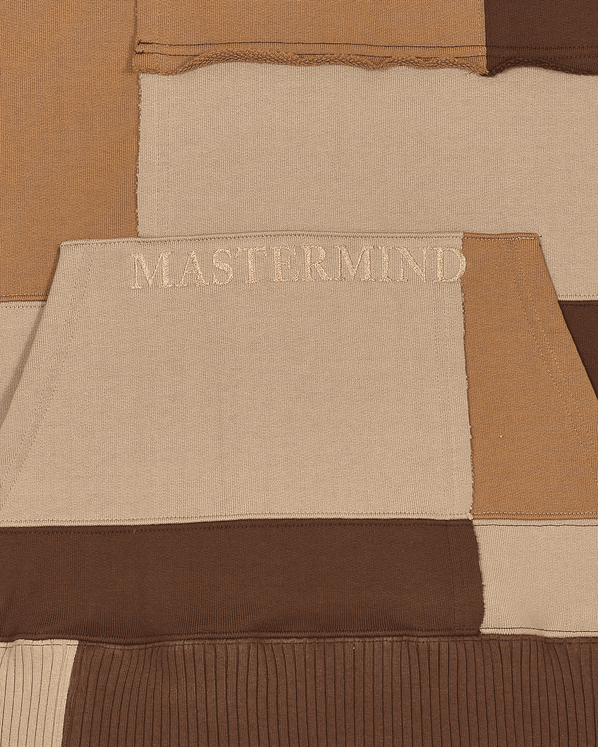 Patchwork Hooded Sweatshirt Brown - Image 6