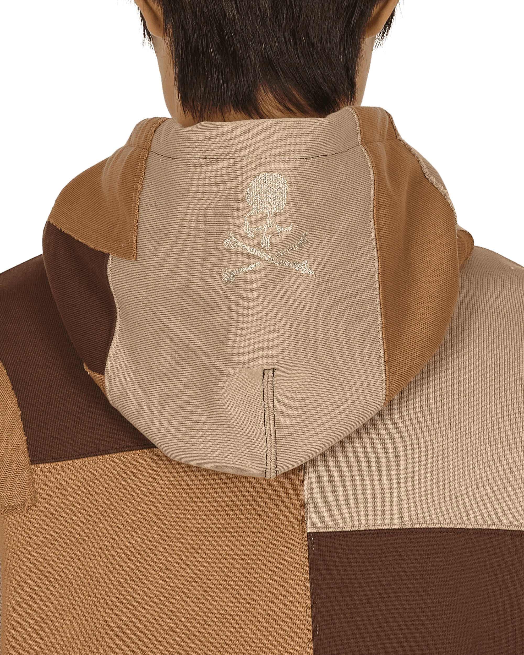 Patchwork Hooded Sweatshirt Brown - Image 7